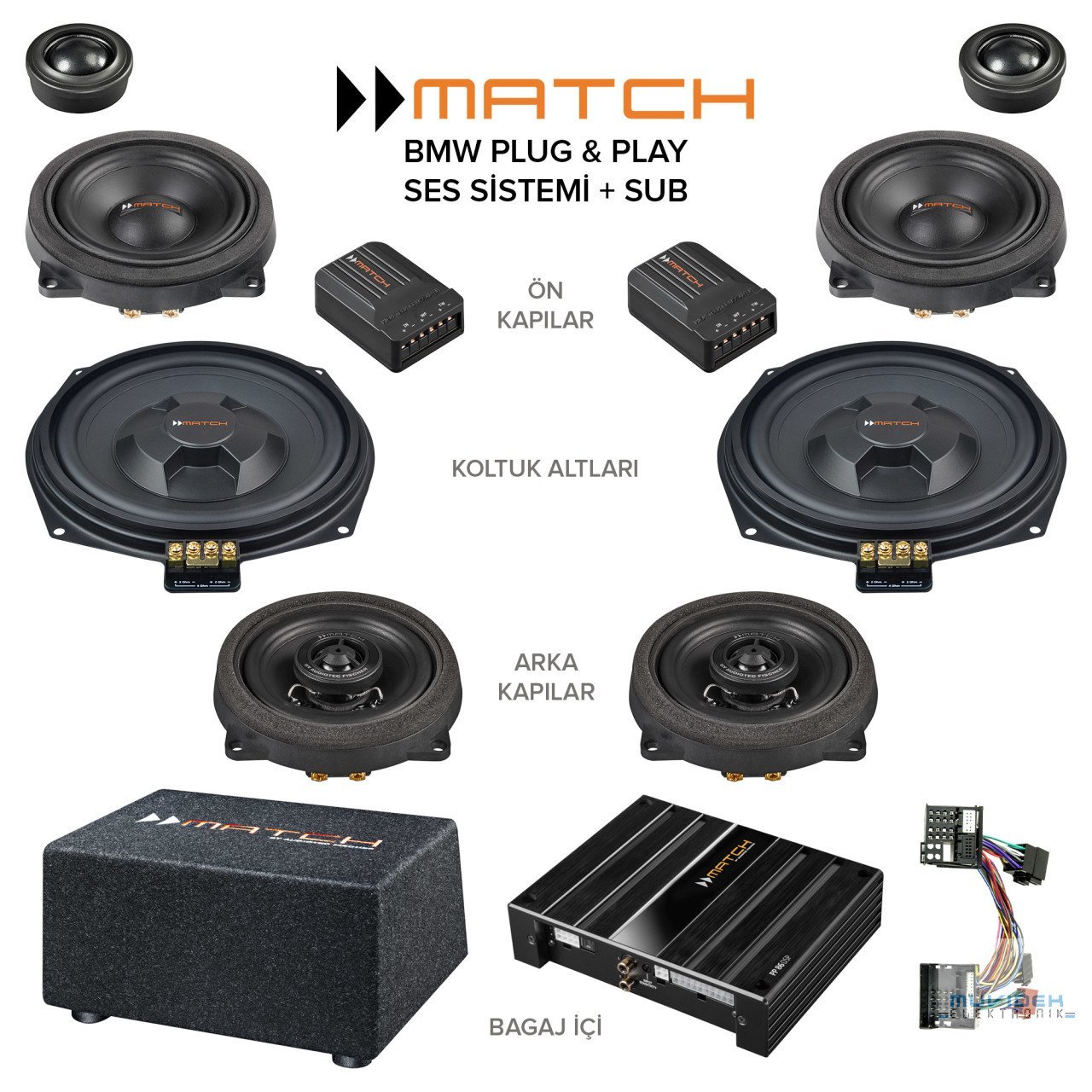 Match BMW Plug in Play Hi-Fi Ses Sistem Paketi + Subwoofer